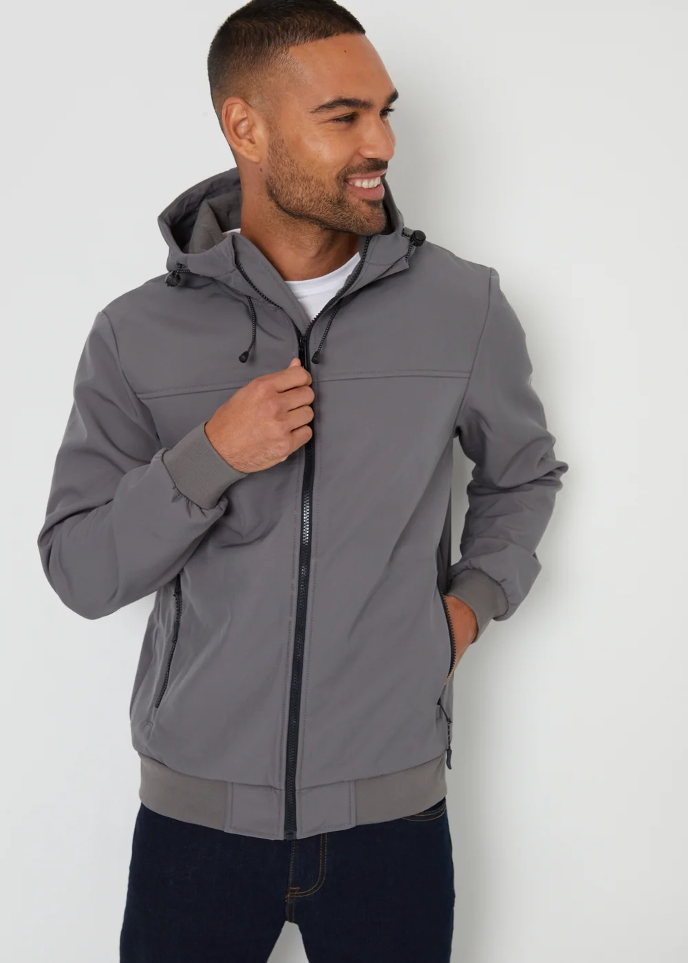 Threadbare Dark Grey Hooded Lightweight Jacket With Stretch - 2XL Image 5