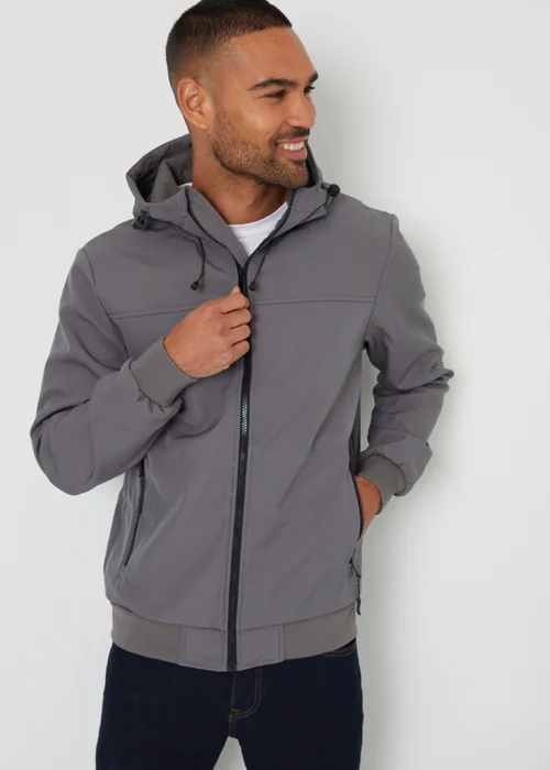 Threadbare Dark Grey Hooded Lightweight Jacket With Stretch - 2XL Image 5