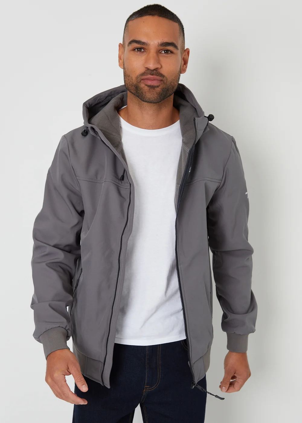 Threadbare Dark Grey Hooded Lightweight Jacket With Stretch - 2XL Image 1