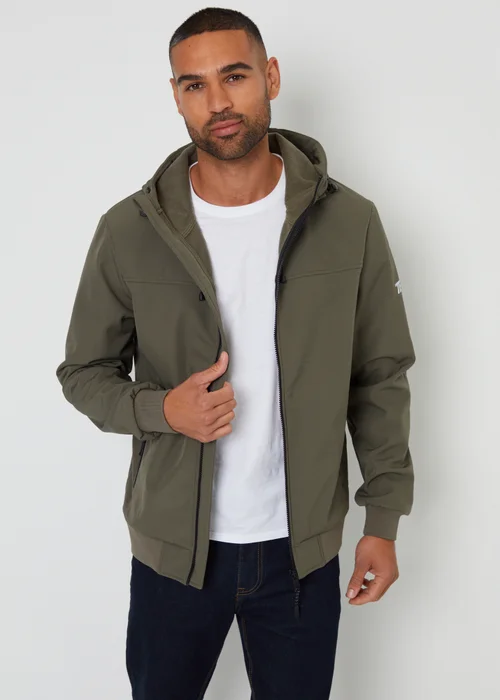 Threadbare Khaki Hooded Lightweight Jacket With Stretch - 2XL Image 1