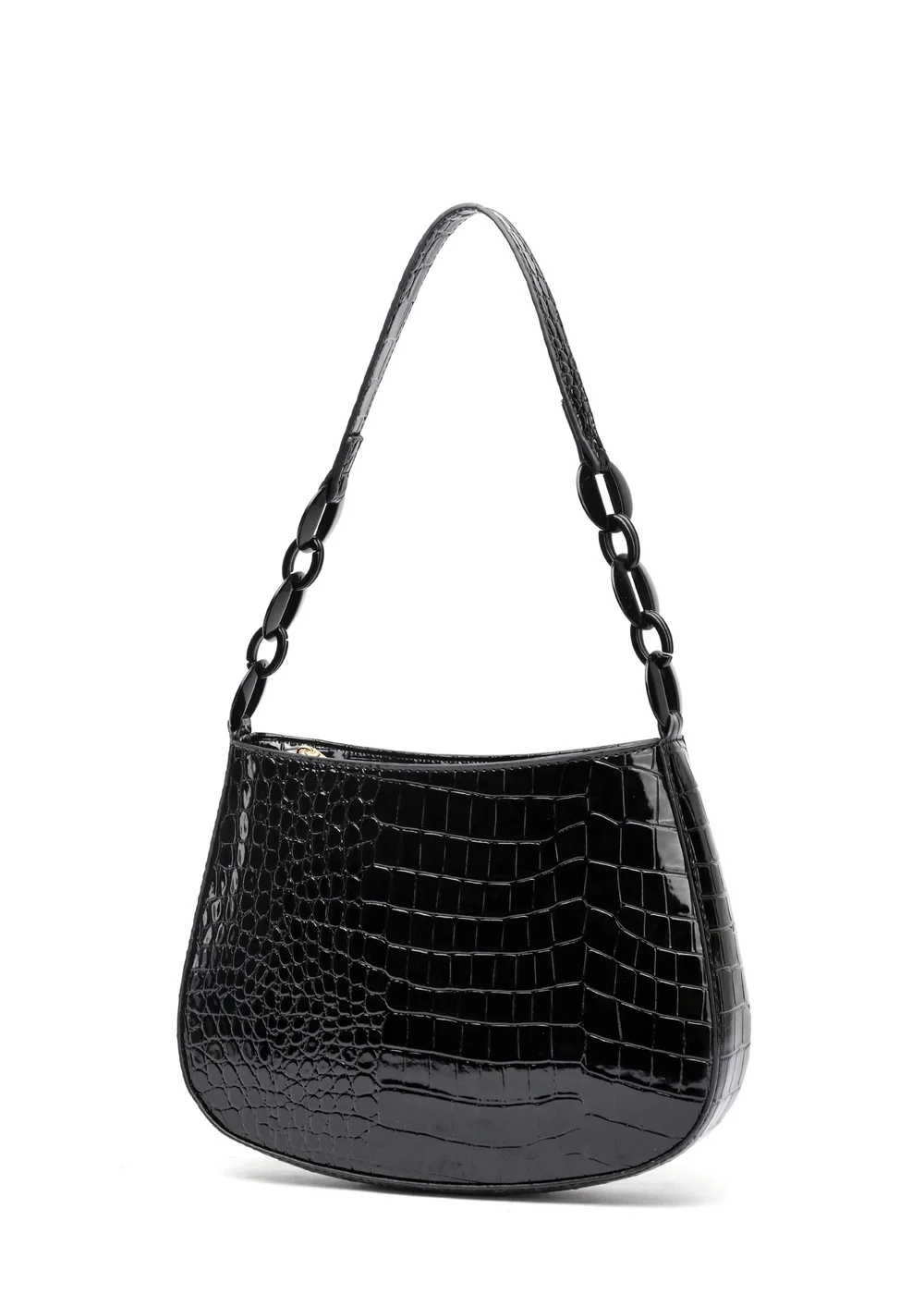 Raffaella Black Croco Shoulder Bag - One Size Image 1