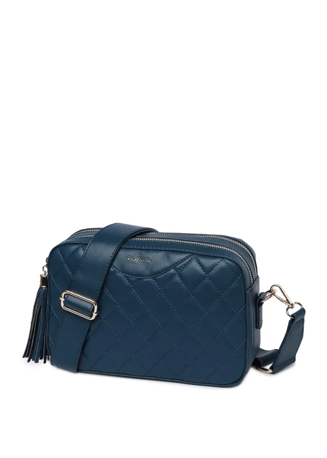 Raffaella Blue Quilted Cross Body Camera Bag