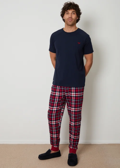 Threadbare Navy Cotton Blend Check Pyjama Set - XXL Image 4