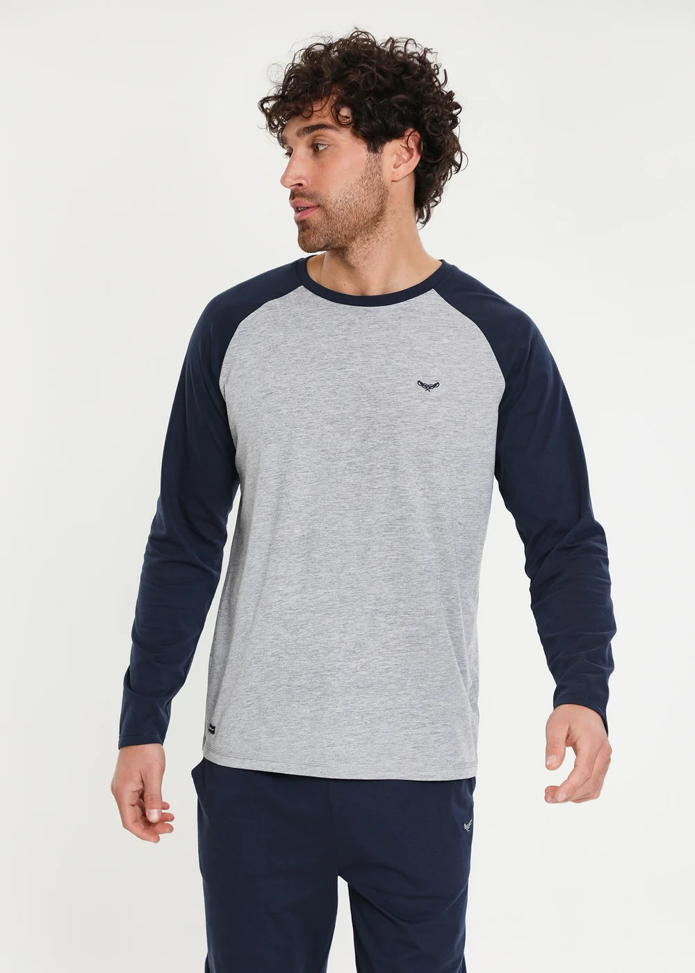Threadbare Navy Cotton Blend Long Sleeve Pyjama Set - Small Image 4
