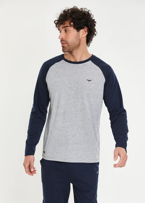 Threadbare Navy Cotton Blend Long Sleeve Pyjama Set - Small Image 4