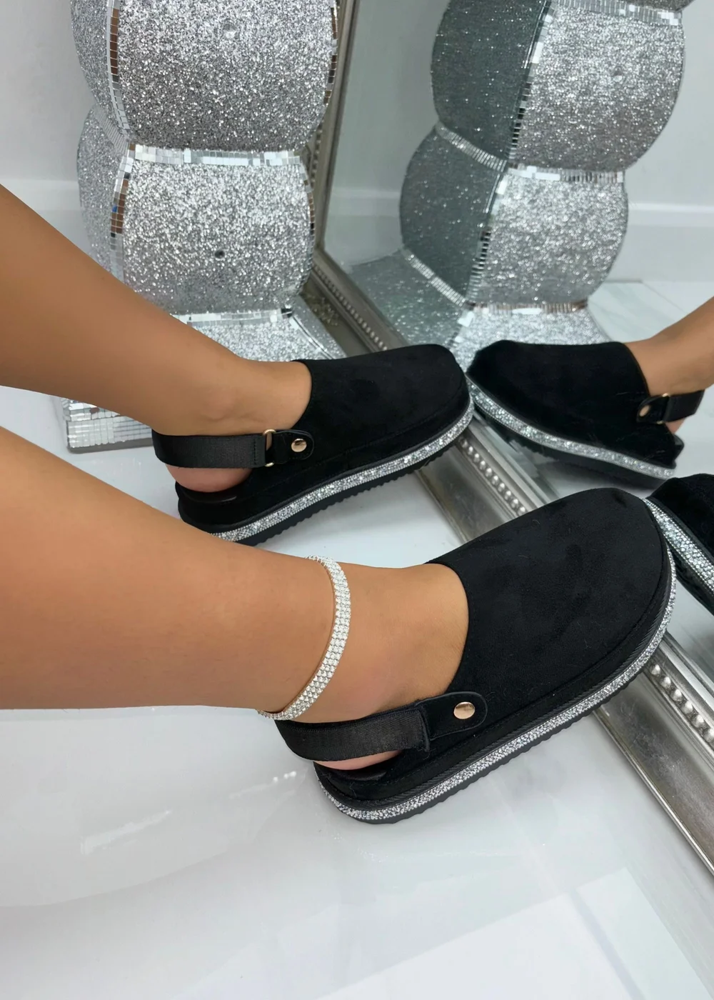 Love Lemonade Black Crystal Trim Snugg Clogs - 3 Image 1