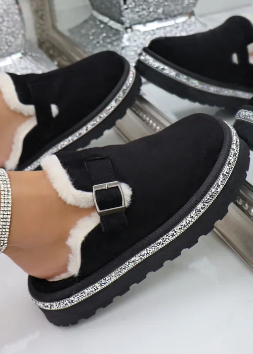 Love Lemonade Black Crystal Trim Buckle Slip On Clogs - 3 Image 1