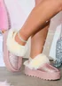 Love Lemonade Pink Sparkly Glitter Snugg Platform Slippers - Size 6 Image 1