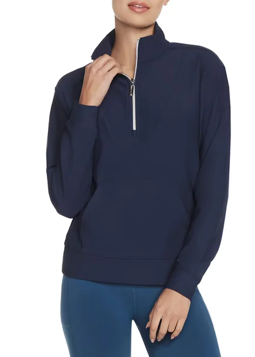Skechers Navy GoLuxe Quarter Zip Pullover - Small Image 1
