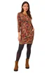 Roman Tan Aztec Print Pocket Shift Stretch Dress - 20 Image 2