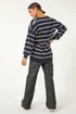 Roman Navy Stripe Print Knitted Jumper - Size 10 Image 4