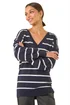 Roman Navy Stripe Print Knitted Jumper - Size 10 Image 1