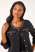 Roman Black Collarless Tape Stretch Denim Jacket - 22 Image 3