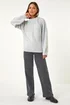 Roman Light Grey Pearl Embellished Cable Knit Jumper - Size 10 Image 3