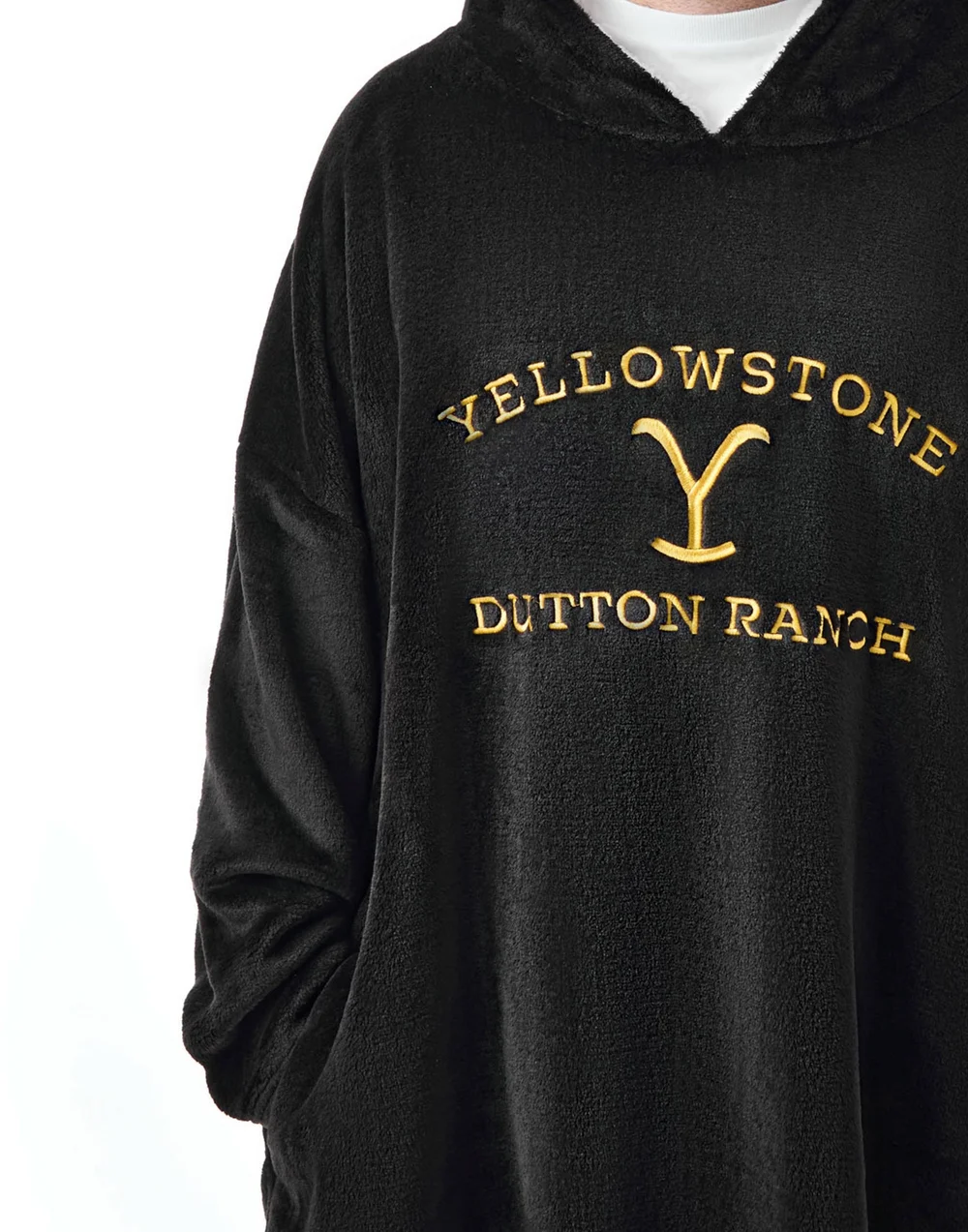 Yellowstone Black Dutton Ranch Logo Blanket Hoodie - One Size Image 3