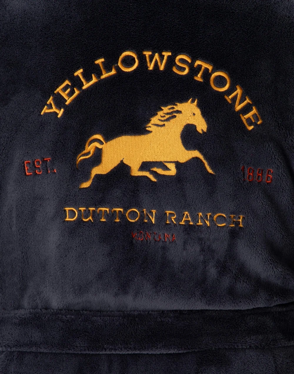 Yellowstone Blue Dutton Ranch Montana Hooded Bathrobe - Small Image 4