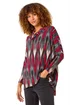 Roman Red Abstract Relaxed Cowl Neck Tunic Top - Size 10 Image 1