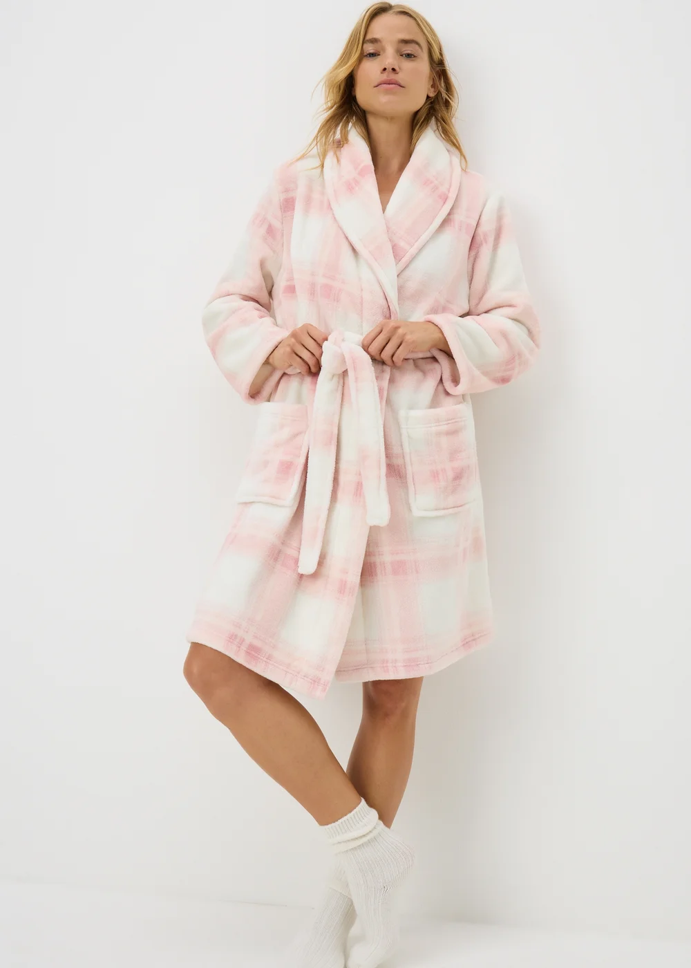 Pink Check Dressing Gown - Extra small | Matalan Pink Check Dressing Gown - Extra small | Matalan