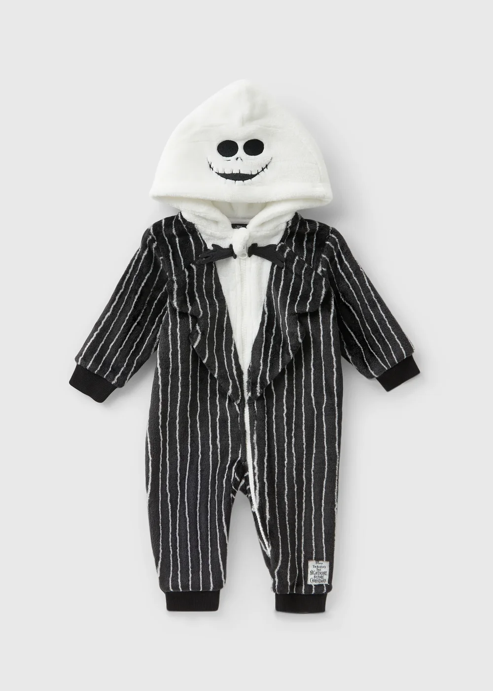 Jack Skellington Baby Black Fleece Pramsuit (Newborn-18mths) - Age 0 - 3 Months Image 1