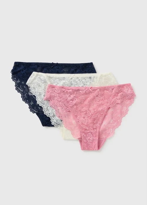 3 Pack Multi Lace High Leg Knickers - 8 Image 1