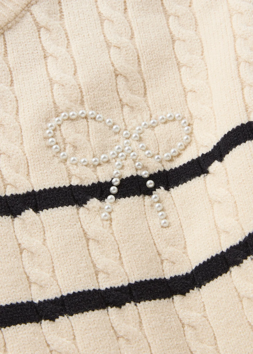 Girls Cream Striped Cable Jumper (7-15yrs) - 7 Yrs Image 2
