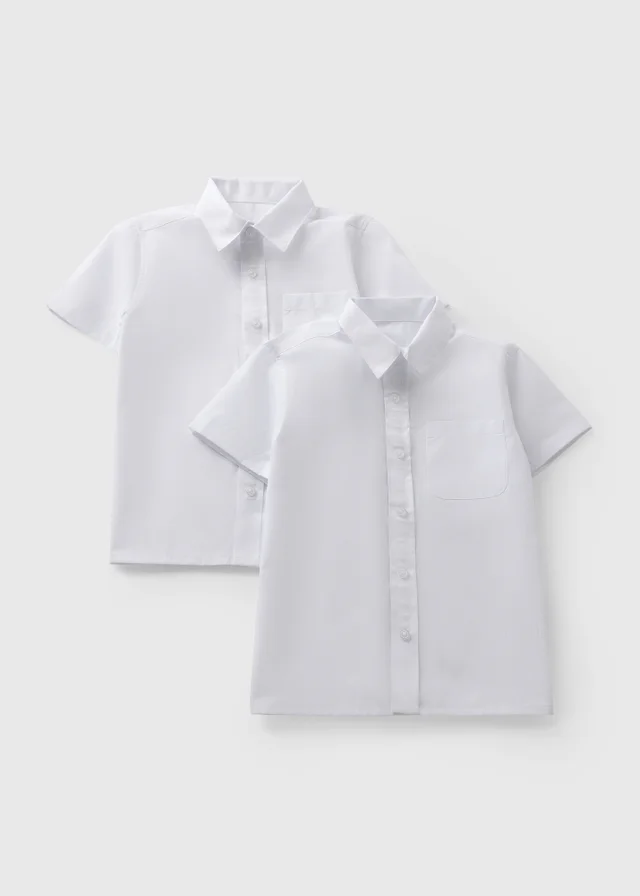 2 Pack Boys White Easy Dressing Shirts (4-16yrs)