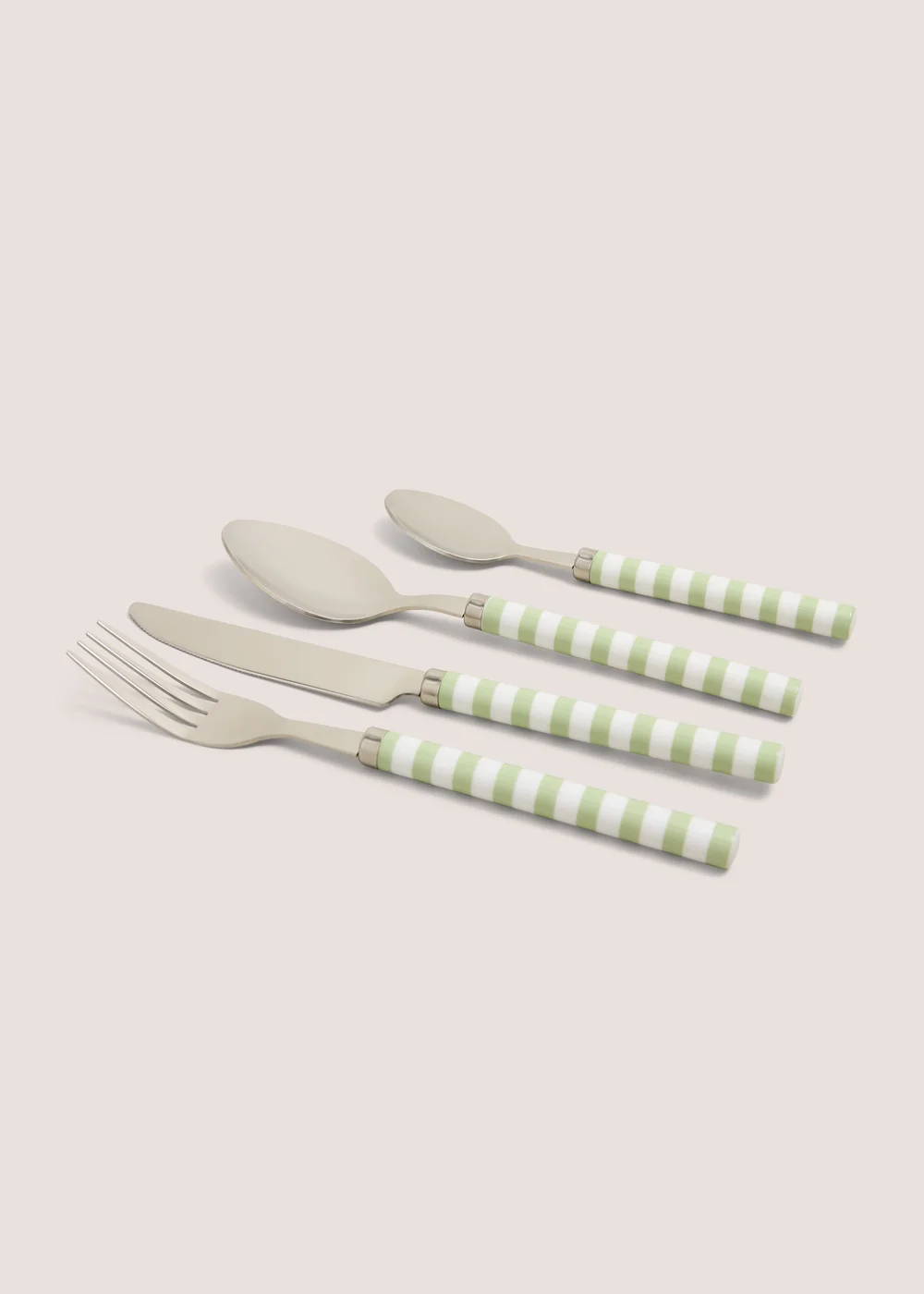 16 Piece Green Striped Cutlery Set Image 2