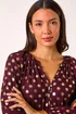 Roman Burgundy Spot Foil Print Blouse - Size 16 Image 4