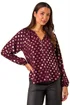 Roman Burgundy Spot Foil Print Blouse - Size 16 Image 1