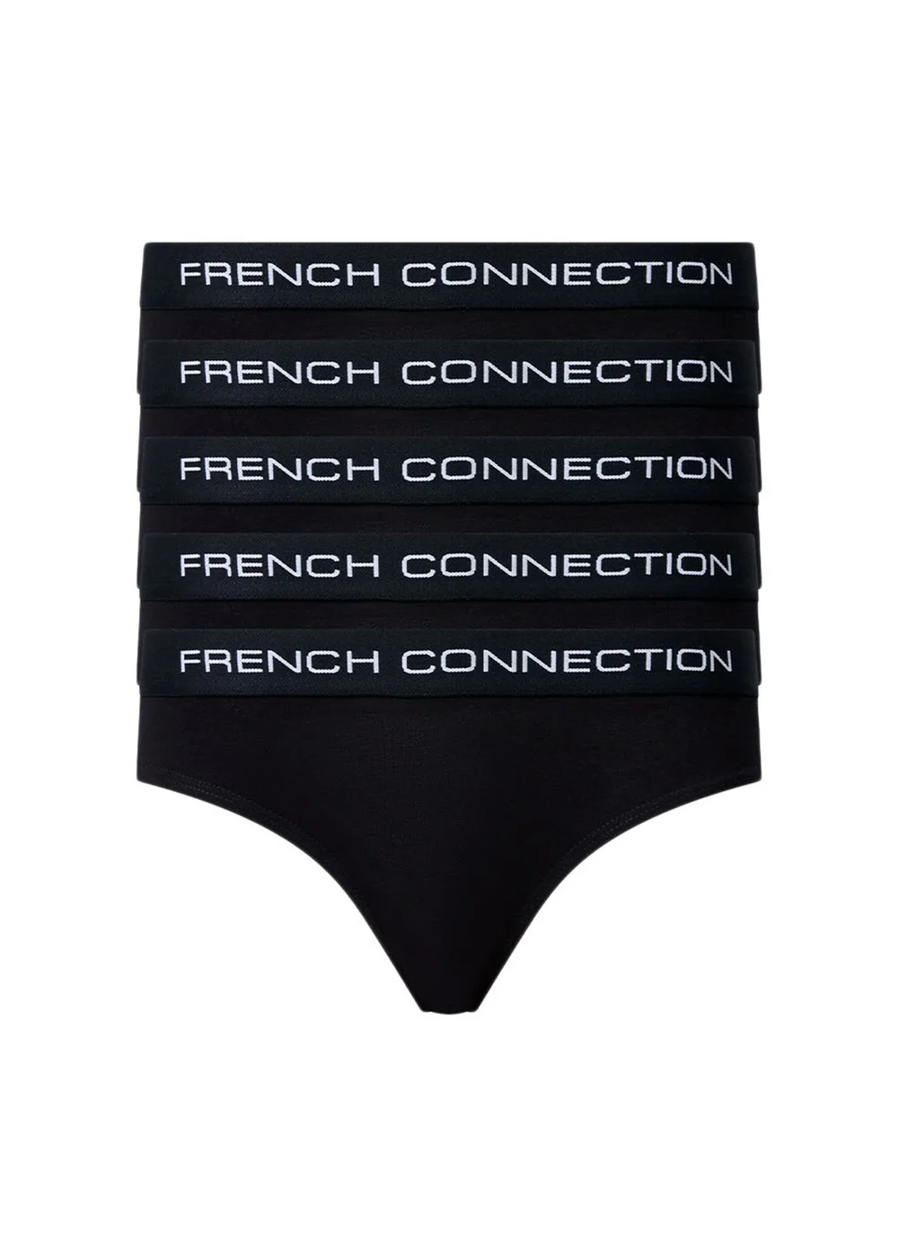 French Connection Black Cotton Ladies Briefs 5 Pack - XS Image 1