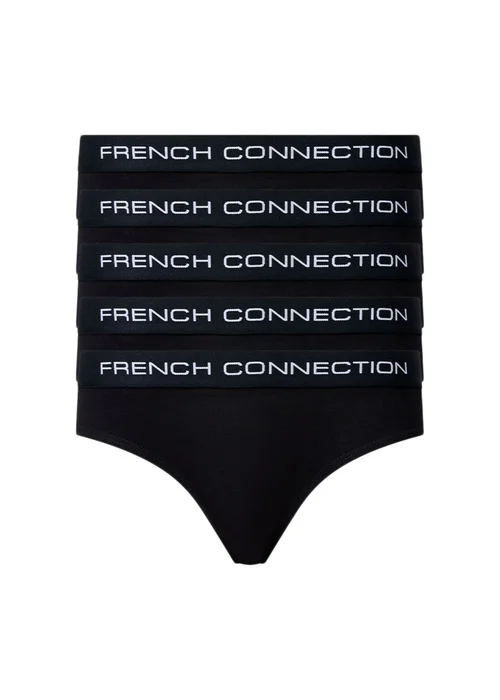 French Connection Black Cotton Ladies Briefs 5 Pack - XS Image 1