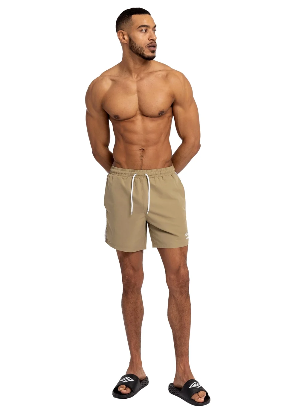 Umbro Khaki Taped Swim Shorts - S Image 4