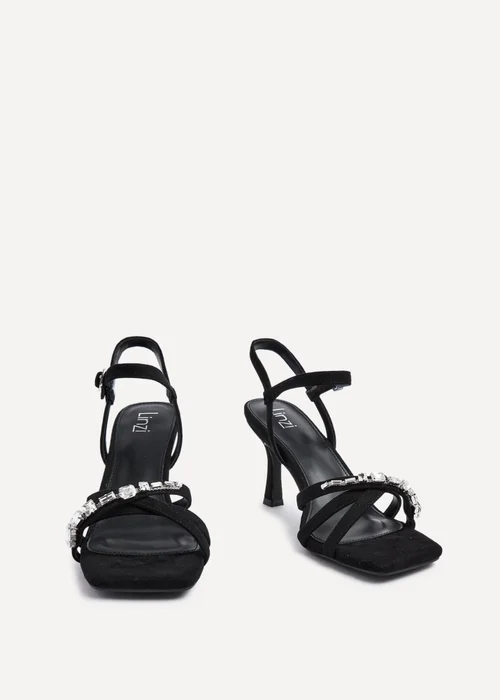 Linzi Eva Black Faux Suede Diamante Embellished Heels - 3 Image 3
