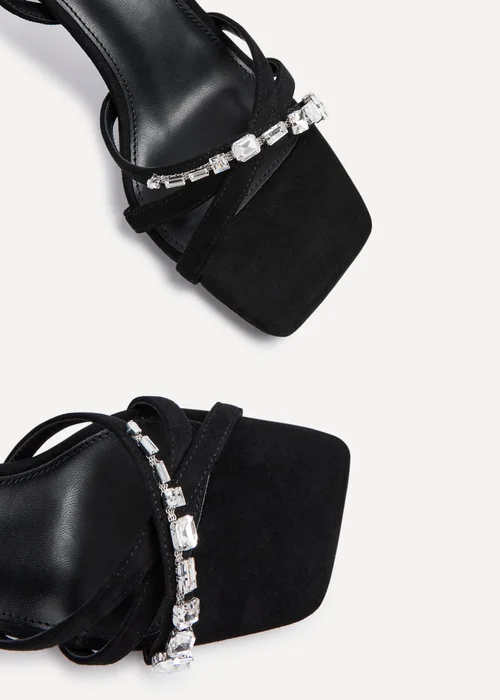 Linzi Eva Black Faux Suede Diamante Embellished Heels - 3 Image 4