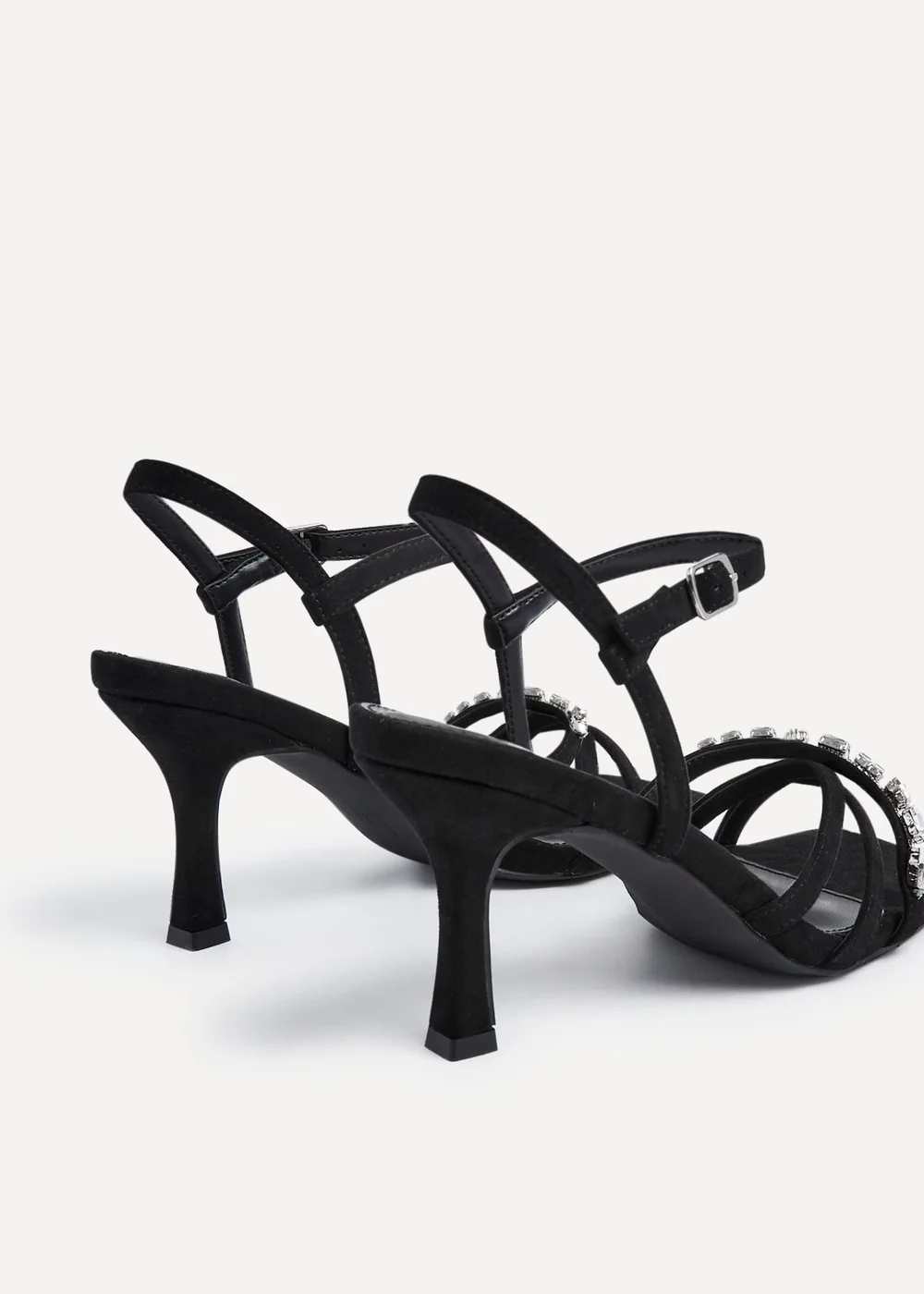 Linzi Eva Black Faux Suede Diamante Embellished Heels - 3 Image 5