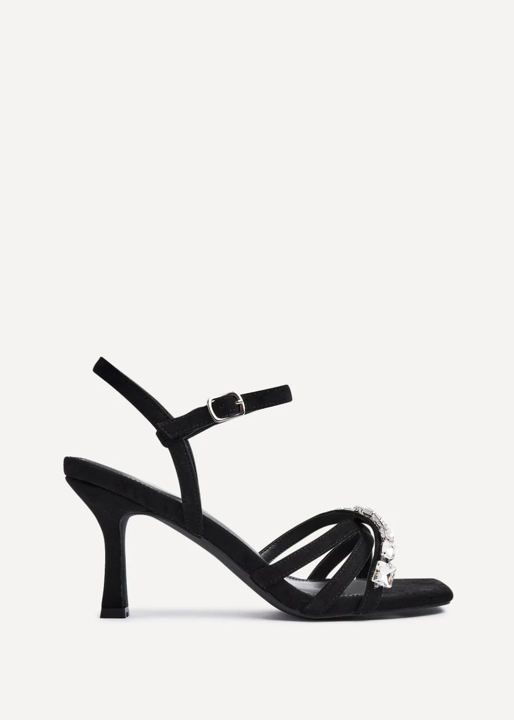 Linzi Eva Black Faux Suede Diamante Embellished Heels - 3 Image 2