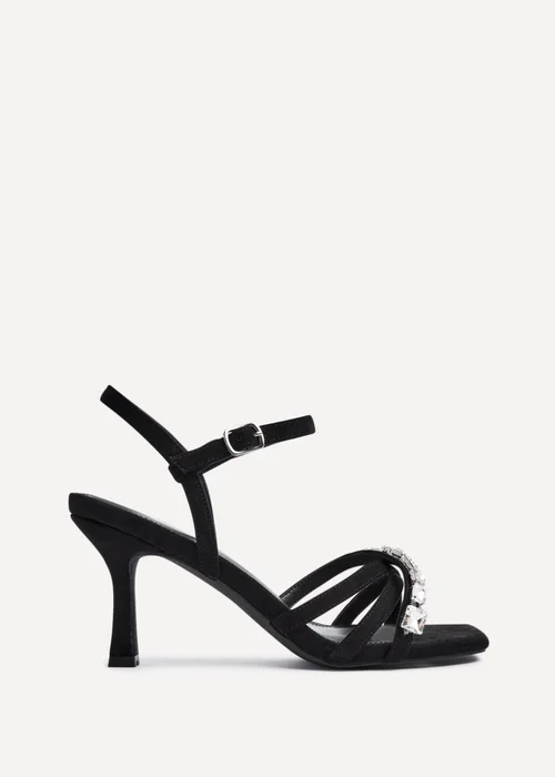 Linzi Eva Black Faux Suede Diamante Embellished Heels - 3 Image 2
