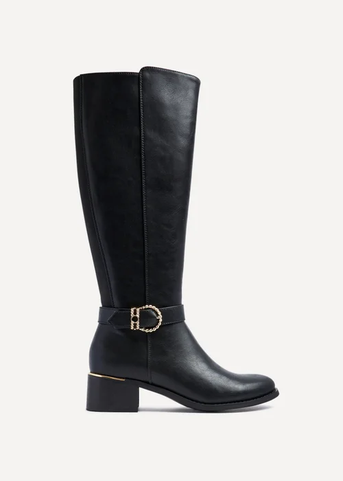 Linzi Gwen Black Faux Leather Knee High Boot - 3 Image 2