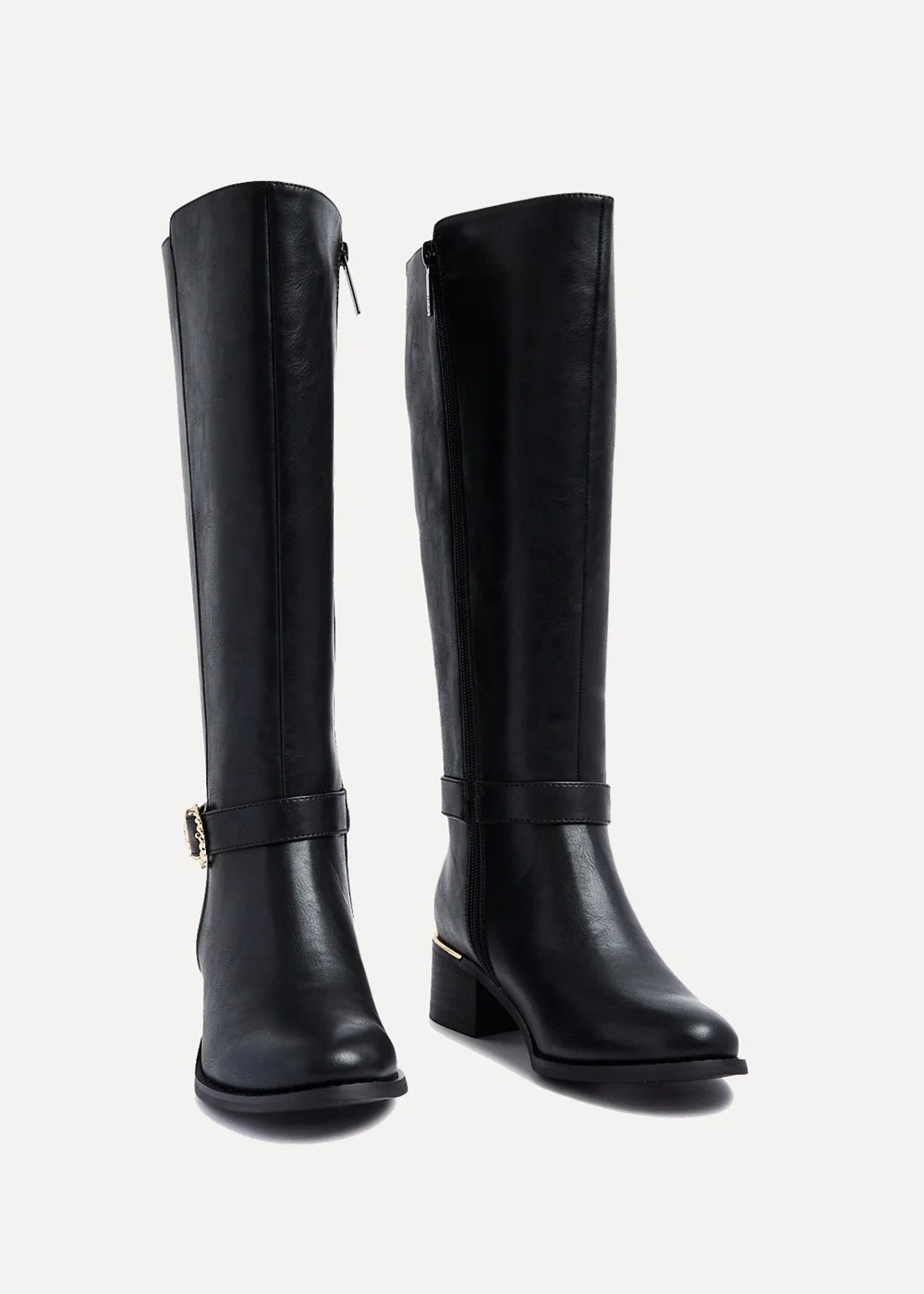 Linzi Gwen Black Faux Leather Knee High Boot - 3 Image 3