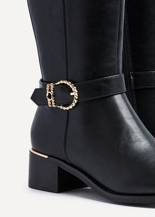 Linzi Gwen Black Faux Leather Knee High Boot - 3 Image 4