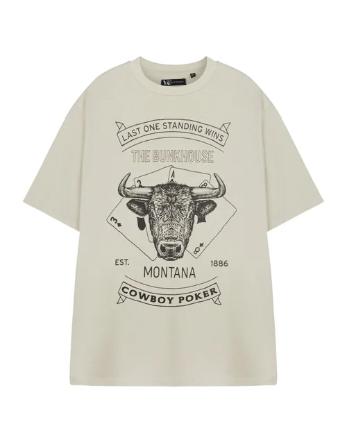 Vanilla Underground Yellowstone Beige Cowboy Poker Short Sleeved T-Shirt - XL Image 1