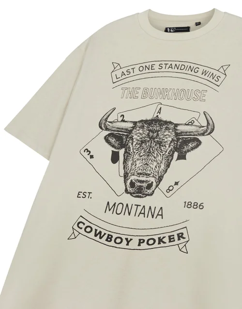 Vanilla Underground Yellowstone Beige Cowboy Poker Short Sleeved T-Shirt - XL Image 5