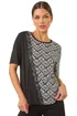 Roman Black Contrast Print Lace Trim Top - Size 12 Image 1