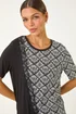 Roman Black Contrast Print Lace Trim Top - Size 12 Image 4