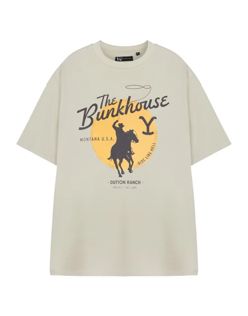 Vanilla Underground Yellowstone Beige The Bunkhouse Short Sleeved T-Shirt Oatmeal - S Image 1