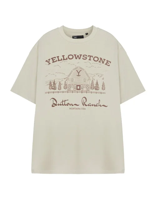 Vanilla Underground Yellowstone Beige Barn Short Sleeved T-Shirt Oatmeal - 3XL Image 1