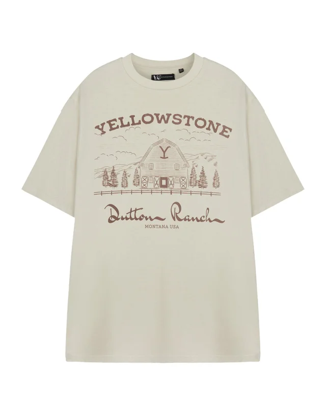 Vanilla Underground Yellowstone Beige Barn Short Sleeved T-Shirt Oatmeal