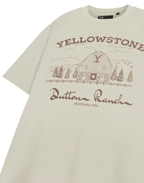 Vanilla Underground Yellowstone Beige Barn Short Sleeved T-Shirt Oatmeal - 3XL Image 5