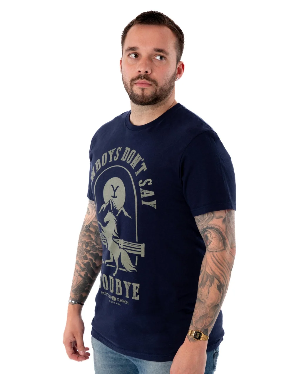 Vanilla Underground Yellowstone Blue Cowboys Don't Say Goodbye Short Sleeved T-Shirt - S Image 2