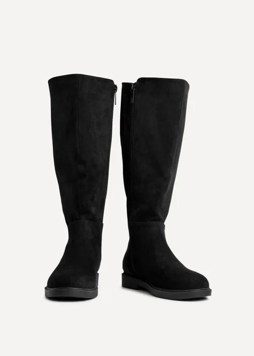 Linzi Steel Wide Fit Black Faux Leather Knee High Stretch Boot - 3 Image 3